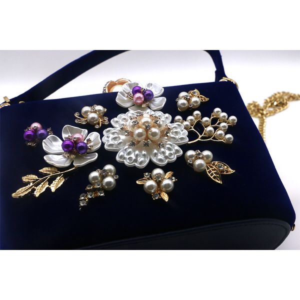 Women Evening Clutch Handbag With Paste Diamond Flower OEM ODM