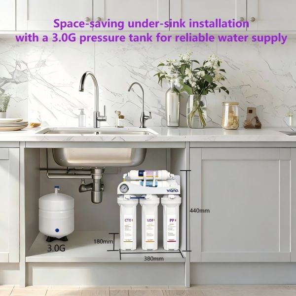 Iron Frame Under Sink RO Water System With 6 Stage Filtration 3.0G Pressure Tank