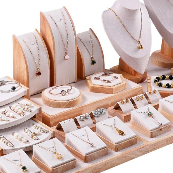 Retail Wood Jewelry Holder Stand Display Set For Necklaces Pendants