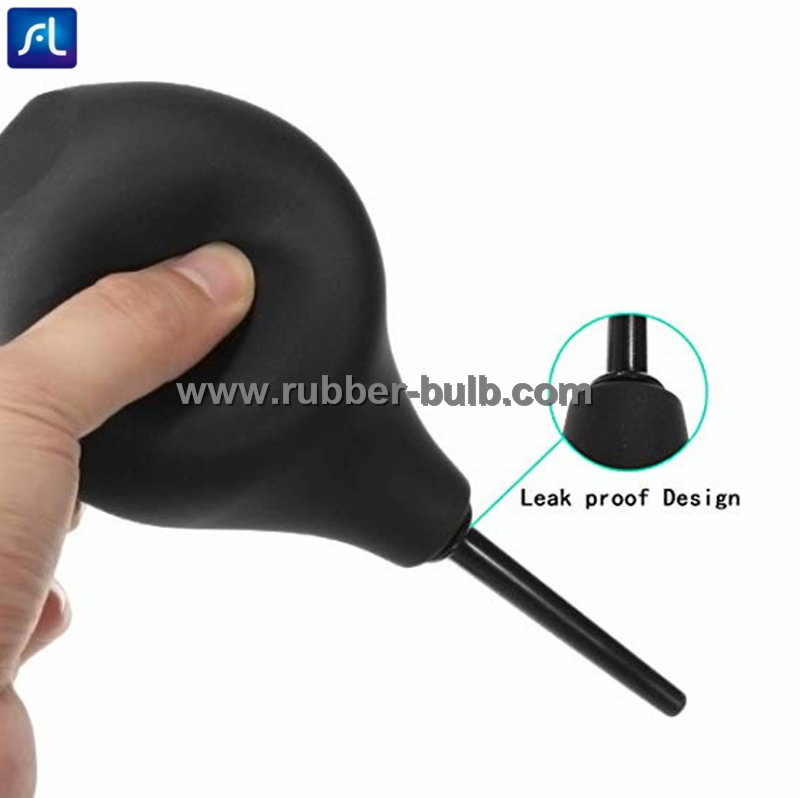 Black Silicone Enema Bulb Kit 7.6oz Clean Anal Douche With 19.7in Hose