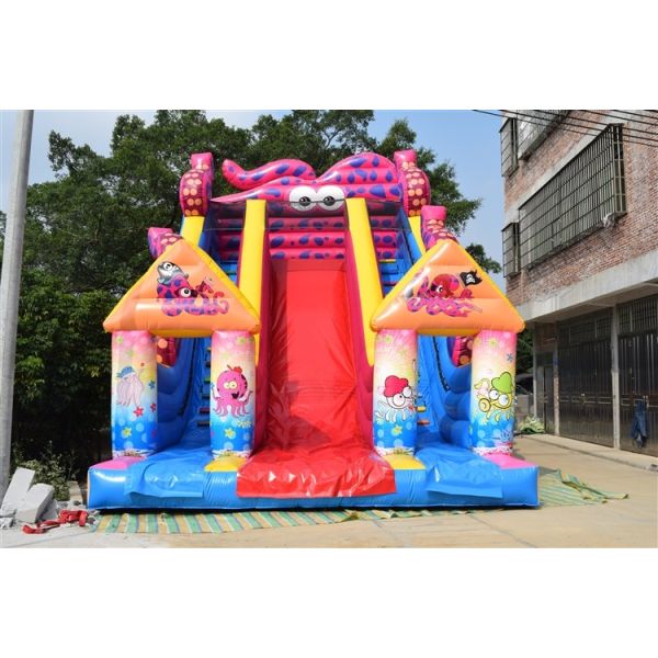 SGS Commercial Inflatable Water Slides / Octopus Double Dry Slide For Children Big Fun