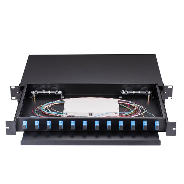 SC ST FC 12 Port Fiber Patch Panel Single / Multi Mode Cold Rolled Steel Material