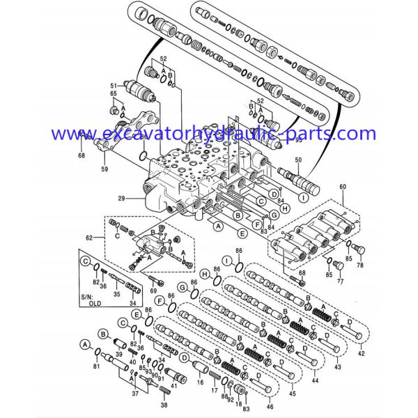 Hitachi 4372039 Construction Equipment Parts EX200-3 EX200-5 EX300-3 Main Valve Assy