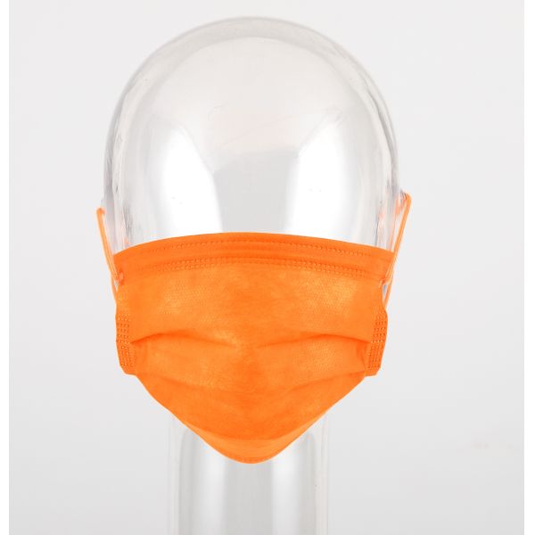 4 Layers Nonwoven Protective Medical Disposable Pure Orange Face Mask Respirator Surgical Ear Loops TYPE IIR/ASTM F2100 LEVEL3