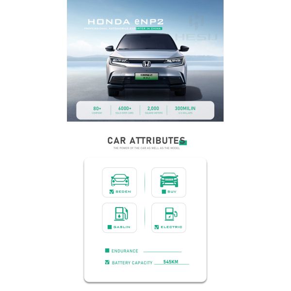 Compact SUV Pure EV Car Hondas 2024 Enp2 with Ternary Lithium Battery Fast Charge Support Curb weight 1652 Max Speed 160