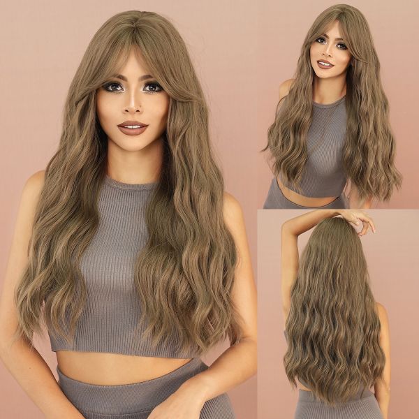 Fashion Long Body Wave Hair Blonde Synthetic Wigs For Women
