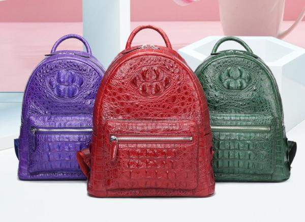 Custom logo crocodile skin bag backpack for ladies