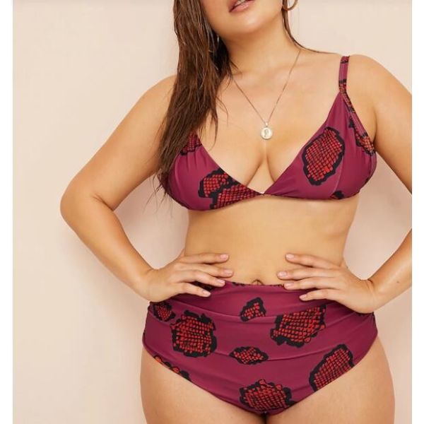 2019 bikini Plus Triangle Top With Ruched High Waist Bikini VNSF009 for USA