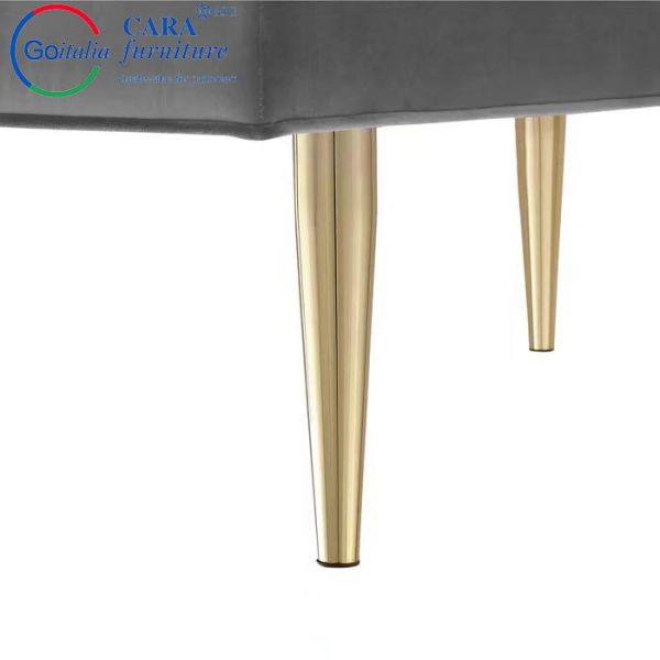 BB2012 Factory Price Gold Metal Leg Grey Fabric Stools And Benches End Of Bed Bench For The Bedroom