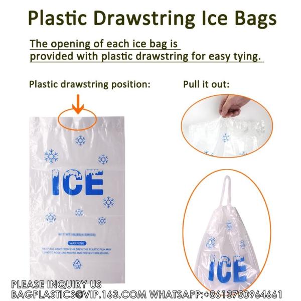 10 Lb. Plastic Drawstring Ice Bags 12 X 21 Inch Heavy-Duty Plastic Ice Bags With Plastic Drawstring (2mil Thickness)