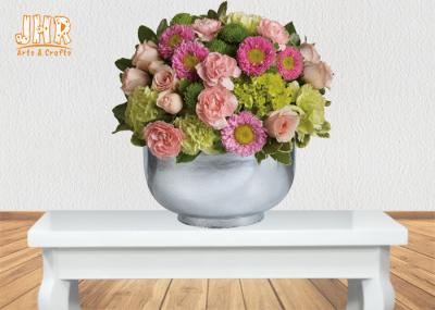 Cup Shape Silver Leafed Fiberglass Flower Pots , Fiberglass Flower Bowls