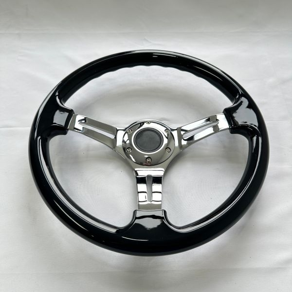 DELUXON 350mm Universal Racing Steering Wheels 3 Spoke Black Red Purple ABS Chrome