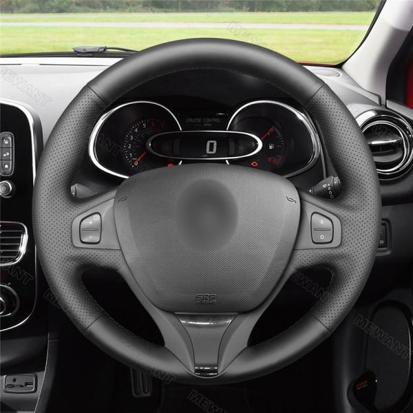 Custom Hand Stitching Black Artificial Faux Leather Steering Wheel Cover for Renault Clio 4 IV Captur 2012 2013 2014 2015 2016