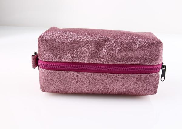 PU Leather Large Makeup Bag , Pink Cute Blank Cosmetic Bag For Ladies