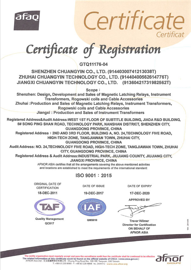 Shenzhen Chuangyin Co., Ltd. Сертификации