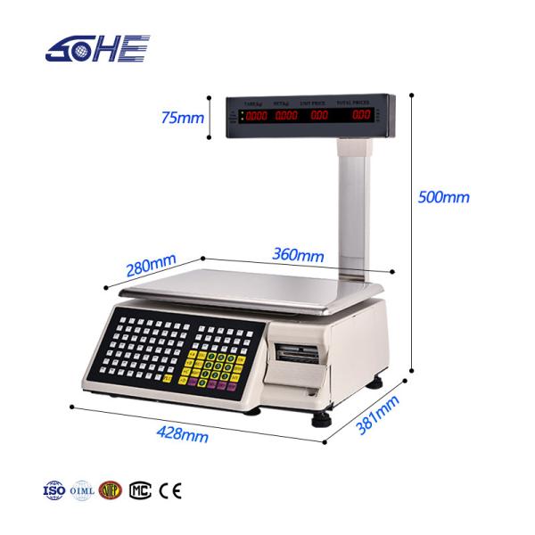 ODM Customized Support SHW-TMB 15kg Label Printing Weighing Scale Barcode Receipt Print
