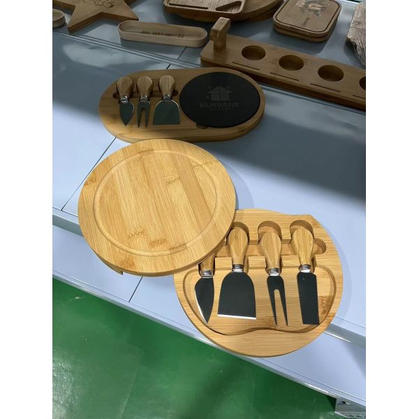 Sustainable Bamboo Cheese Board and Utensils Set for Cheese Plate Charcuterie Platter