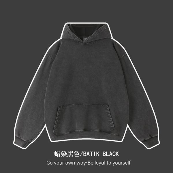 450G Men's Hoodies with Custom Logo Batik Design and Silk Print on Cotton Fabric