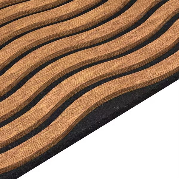 Curved Wavy Wood Strip Sound Absorbing Panel Interior Decoration
