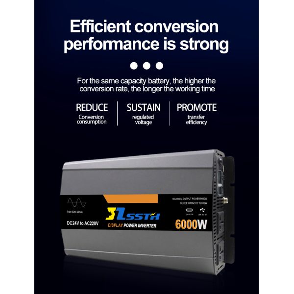 3000W de onda senoidal pura cargador de invertidor de coche fuera de la red invertidor de energía DC 12V a AC 220V
