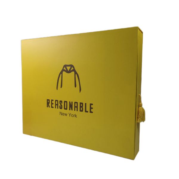 Impresión de logotipo personalizado de cartón amarillo de cajón corredizo de camiseta caja de embalaje