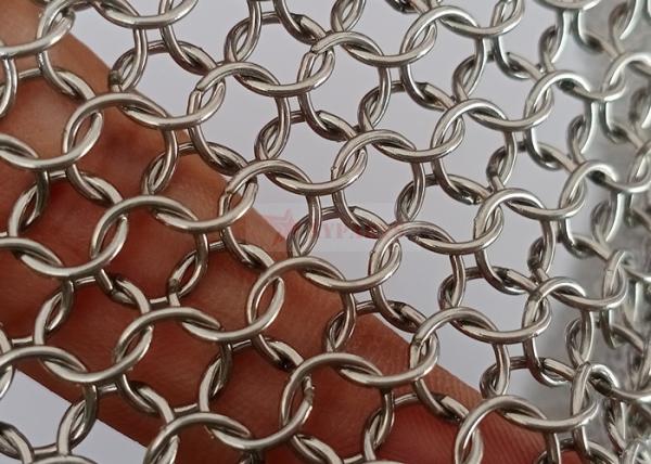 Silver Color Metal Ring Mesh Stainless Steel For Decoration Of Buildings Facade