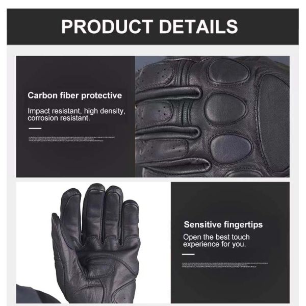 M/L/XL Custom Full Finger Cafe Racer Leather Vintage Motorcycle Gloves
