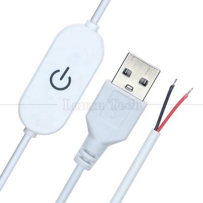 5V 1m on off Switch Controller USB to Open Wires End Cable Touch Dimmer for 3w 5w Led Strip Light Lamp