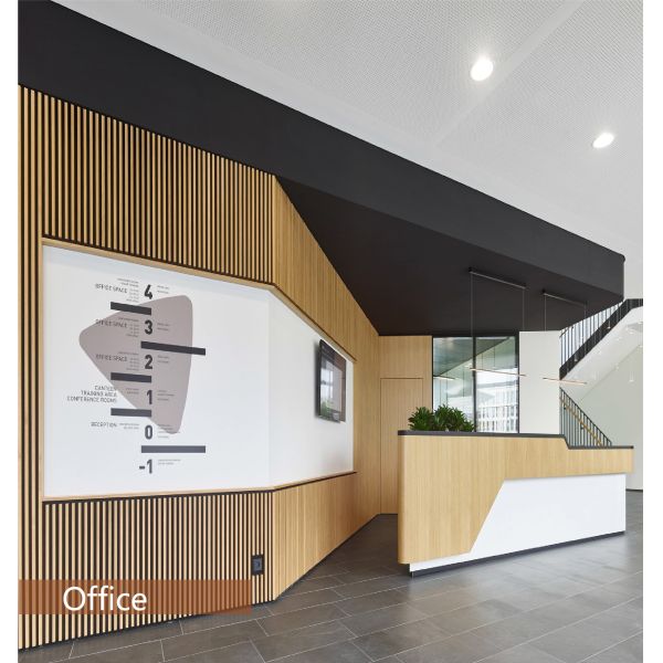 2400 мм натуральный дубовый акустический деревянный стеновой панель с черно-серой фильт