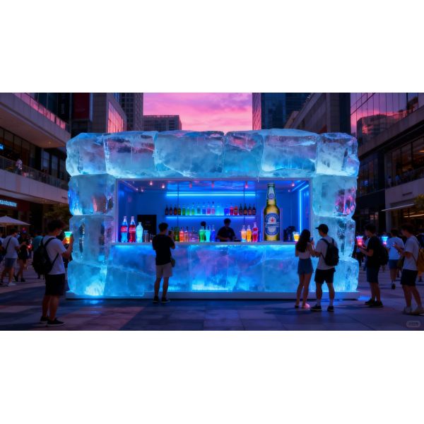 Modular Ice House Bar - Frost-Themed Pop-Up Shop & Ice Block Architecture for Commercial Attractions