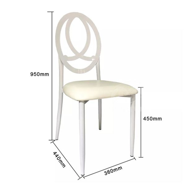 White Iron Wedding Chiavari Chair Phoenix Back With Fixed Seat Cushion