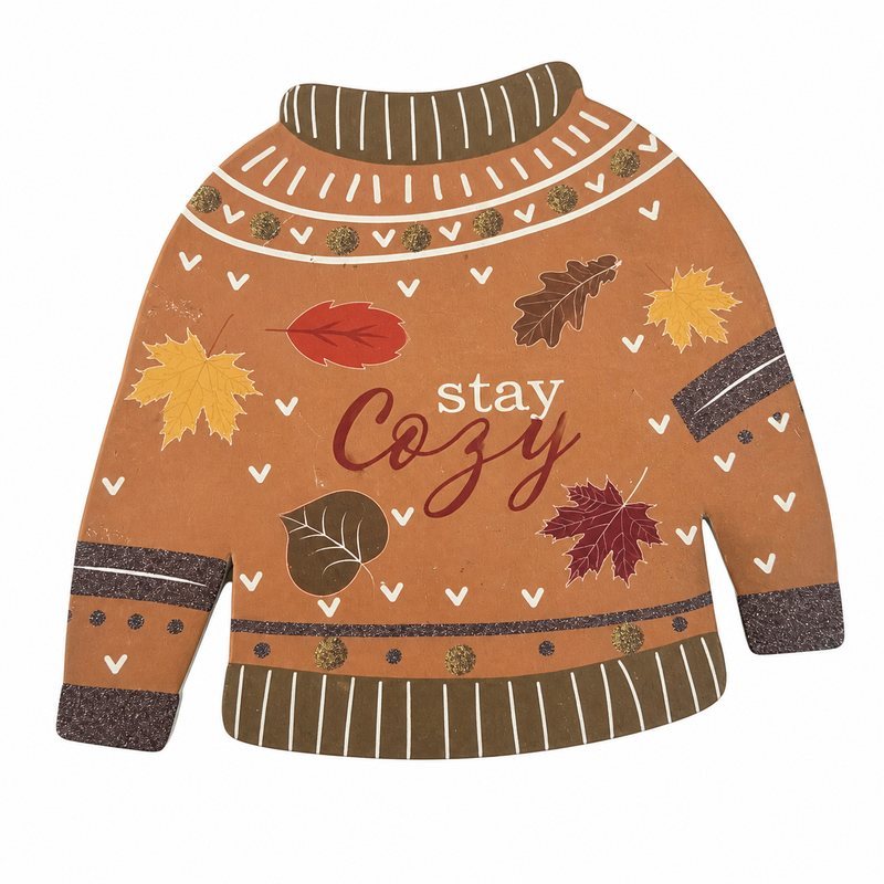 Stay Cozy Sweater Shaped Wooden Fall Sign