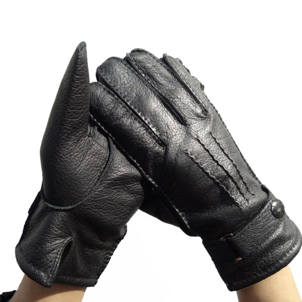 Fashion Deerskin Leather Shearling Gloves Classic Style Customized Size