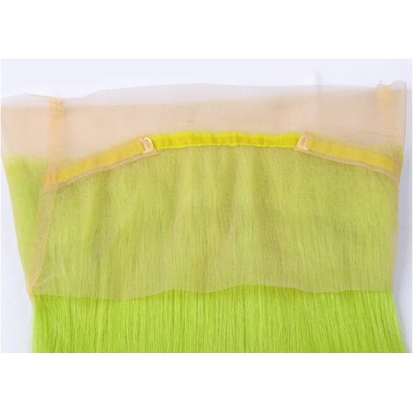 Custom 360 Wig Human Hair Virgin Fluorescent Green Color 20 Inch Straight