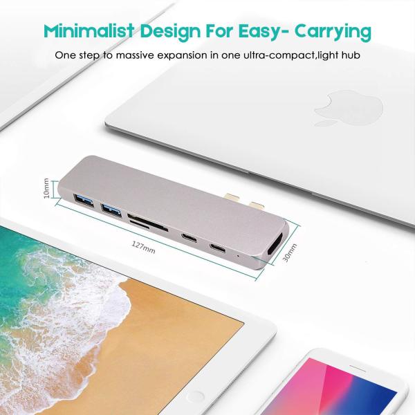 USB C to  Cable Smart Hub / Adapter with USB C Port for MacBook and Pro,7 in 1 Combo with USB3.0,100W PD charger