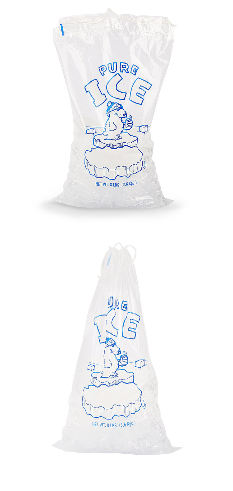 Прочные сверхмощные пластиковые сумки льда 8 lb с дюймом drawstring 11x19