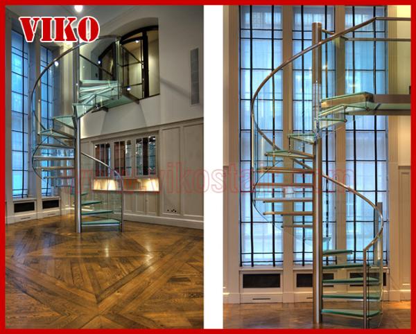 Spiral StaircaseVH41S Tread Tempered glass  Aluminum 304 Stainless Ste  Baluster Glass Handrail 304 Stainless Steel