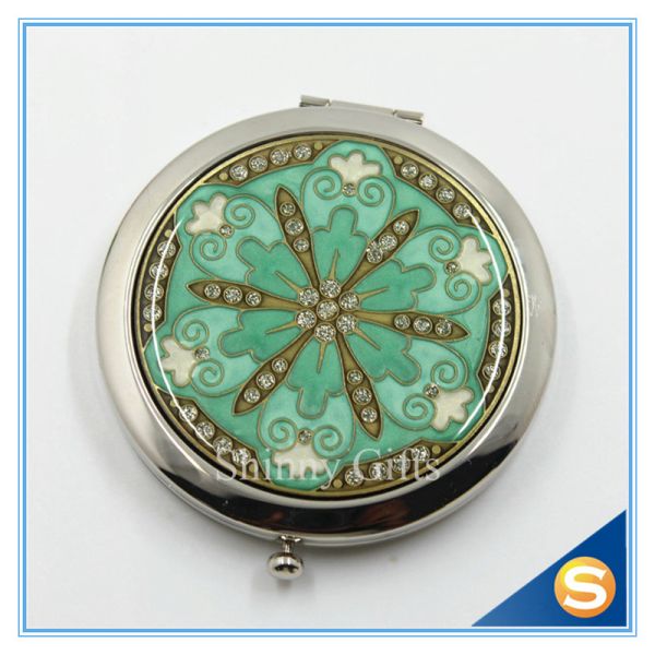 Shinny Gifts Metal Compact MirrorJeweled Makeup Pocket Mirror Custom Cosmetic Mirror