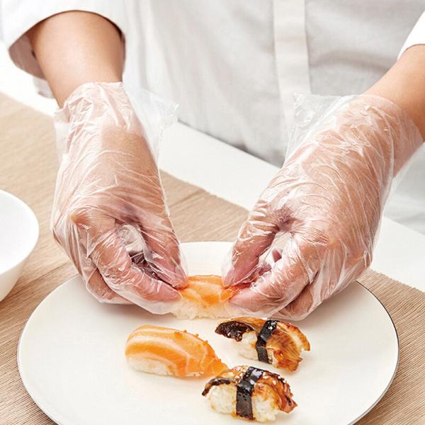 Luvas transparentes descartáveis de segurança alimentar Especificações de espessura e personalização exclusiva