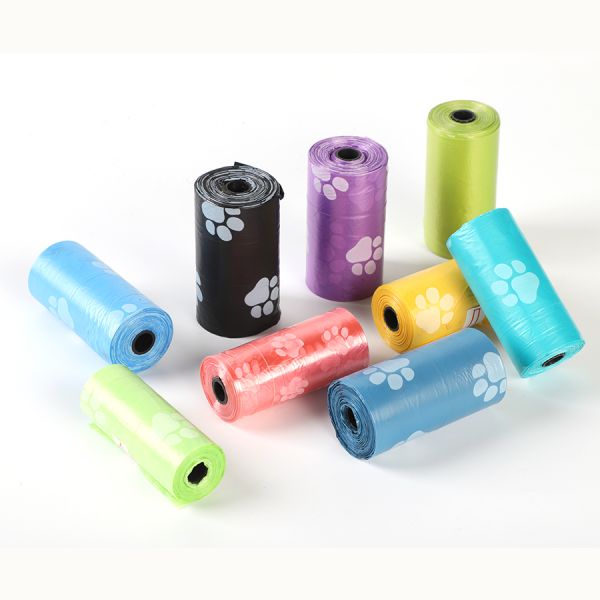 Blue Biodegradable Dog Poop Bags Flat Pack Or In Roll 100% Leak Proof