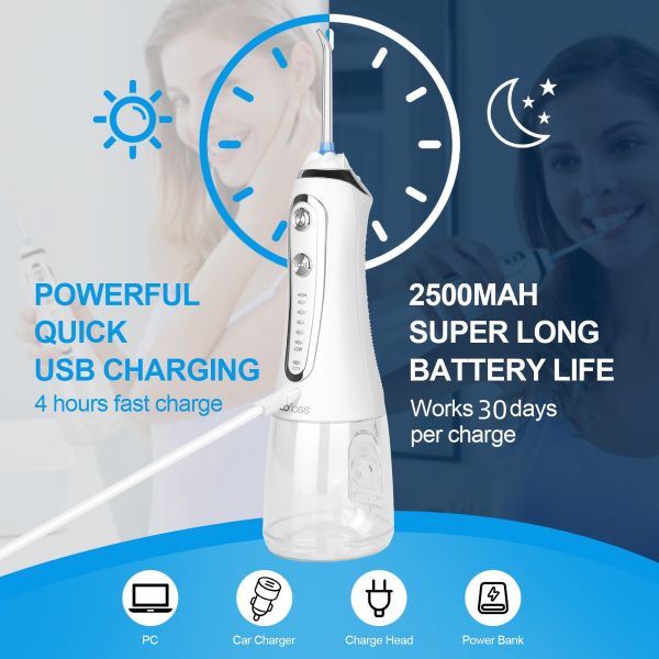 OEM Travel Water Flosser Ipx7 водонепроницаемый 300 мл резервуар с водой 5 режимов Профессиональная фабрика