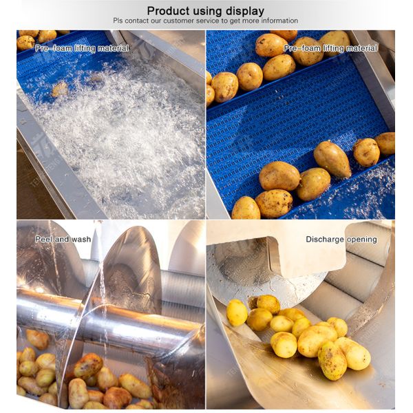 Pre-foaming hoisting roller brush washing production line Fruit Vegetable FOOD processing production Machine