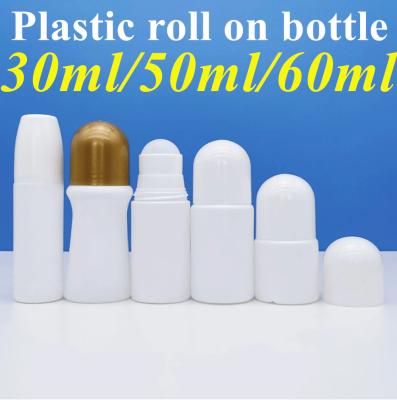 50ml 60ml Empty Roll On Deodorant Bottles HDPE White Golden