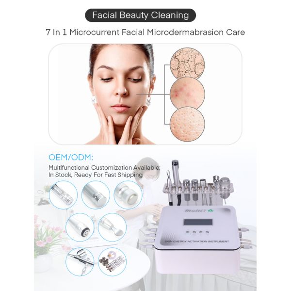 7 in 1 Galvanic Microcurrent Facial Machine Diamond Microdermabrasion Electroporation Mesotherapy Emssings Face Lift Machine