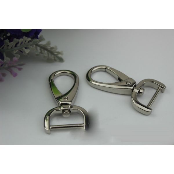 Durable nickel free 3 color zinc alloy metal 20 mm eye bolt d ring snap hook for handbag