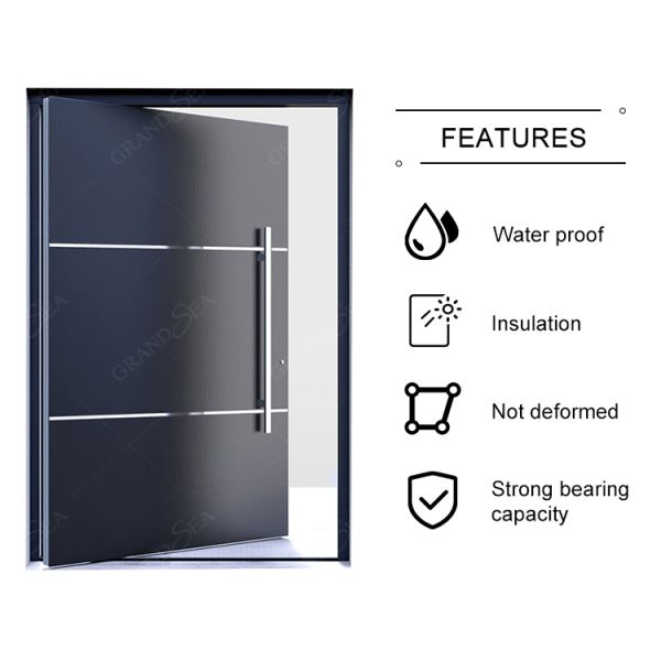 American Style High Quality Anti Theft Aluminum Solid Wood Metal Stainless Steel Security Front Entrance Pivot Door