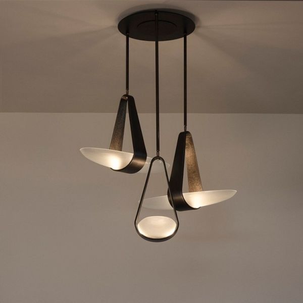 Nordic Modern Creative D40cm*H50cm Leather Glass Pendant Light Chandelier for Living Room and Dining Room