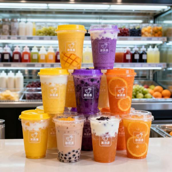 Multi-size PET Cups Wholesale 16oz Transparent Milk Tea & Coffee Cold Drink to Go Plastic Cups