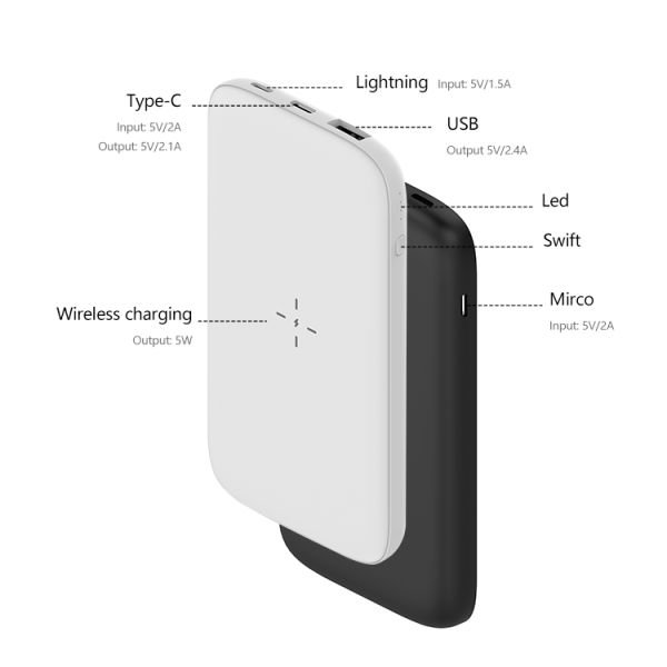Portable Power Bank 5W Wireless Magnetic Power bank Charger Battery Magnet 5000mAh for Phones