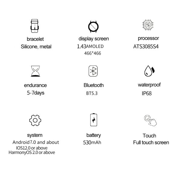 2024 HK08 AMOLED Smart Watch with GPS, Compass, Altimeter for Men